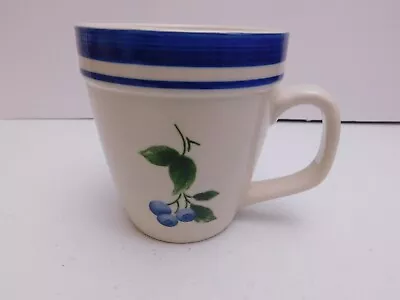 L.L. Bean Blueberry Pattern Ceramic Coffee Mug White - Blue Excellent Condition • $9.99