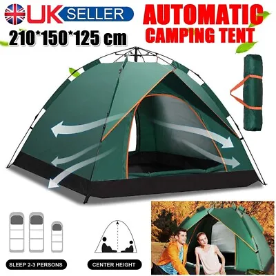 2-3 Man Automatic Instant Double Layer Pop-Up Camping Tent Waterproof Outdoor UK • £23