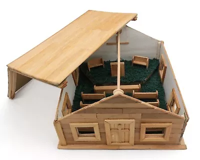 VTG Handmade Wood Folk Art Church Chapel House Diorama Removeable Roof 7x7.5  • $50