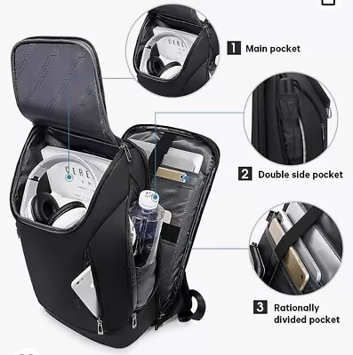 BANGE Business Smart Leather Backpack Waterprof Fit 15.6 In Laptop /with USB🎄🎁 • $43.99