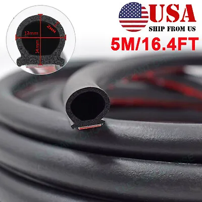 $10.49 • Buy 5M Big D-Shape Black Rubber Strip Car Door Edge Trim Moulding Seal Weatherstrip