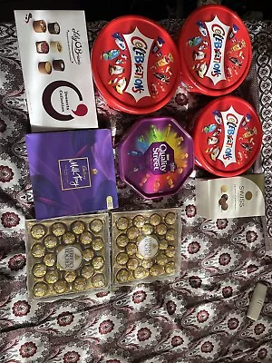 Celebrations. Quality Street  Ferrero Rocher  Cadbury Milk Tray  M&s Swiss Truff • £100