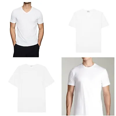 For Men 100% Cotton Thick Basic Tee Casual T-Shirt Crew V Neck White S-4XL Lot • $45.99