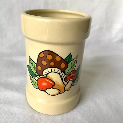 Ceramic Mushrooms Jar Vintage 1970’s Canister Kitschy Kitchen Utensils Pencils • $19