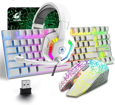 $87.27 • Buy Wireless Gaming Keyboard Mouse And 3.5mm Headset Combo Rainbow Backlit For PS4PC