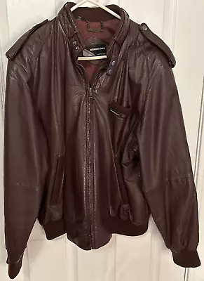Vintage Men's Members Only Leather Bomber Jacket Burgundy Maroon 42 Coat EUC • $60