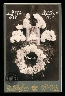 Memorial Card Little Girl Photo In Funeral Wreath Illinois PIP Memento Mori • $159.99