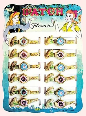 Vintage Toy Watches On Store Display Card 1950's Cinderella Wrist Watch Toys #2 • $138.89