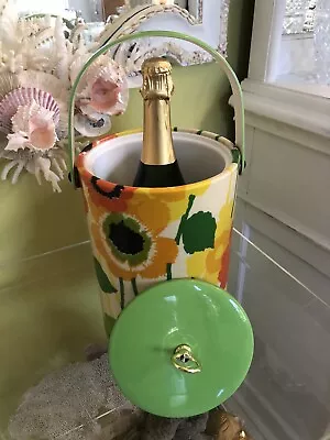 Vintage Mid Century Modern MOD Flower Power Retro Vinyl Plastic Ice Bucket MCM • $40