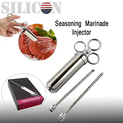Grill Stainless Steel Meat Marinade Injector 2 Oz Flavor Needle Cooking Syringe • $15.29