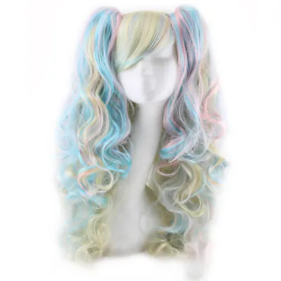 Fashion Lolita Full Curly Wig Pigtails Wavy Hair Cosplay Costume Halloween Party • $19.99