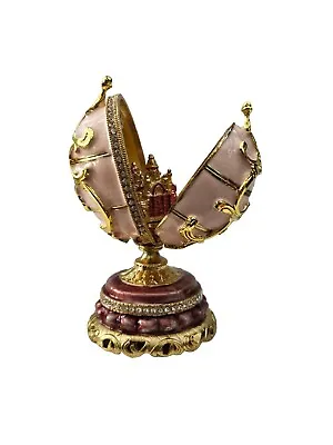 Faberge Egg Replica With Palace/Castle Jewelled Pink • £17