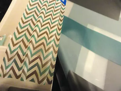 $9.99 • Buy New TEAL BLUE GRAY Horizontal ZIG ZAG~ Chevron Striped PEVA SHOWER CURTAIN~grey