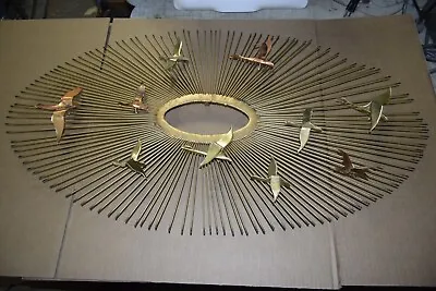 Mid Century Curtis Jere Sunburst Birds In Flight Metal Wall Sculpture 37x20 • $299.99