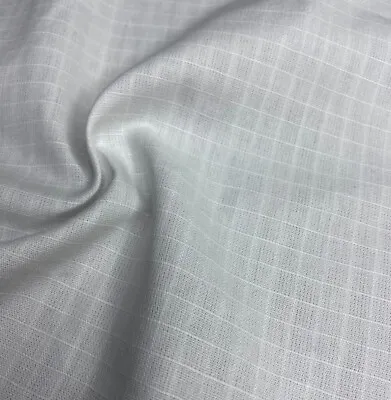 Checked Cotton  Fabric White 55  Wide 200 Gsm Non-stretch • £0.99