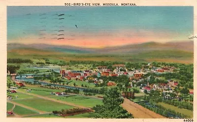 Postcard MT Missoula Montana Birds Eye View Posted 1944 Linen Vintage PC H9944 • $4