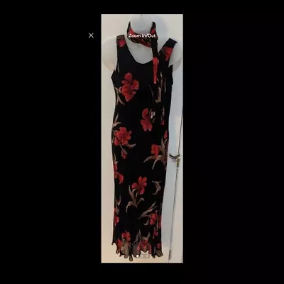 Vintage Boutique 90s Floral Maxi Dress With Scarf 6 Cottagecore DJI • $35