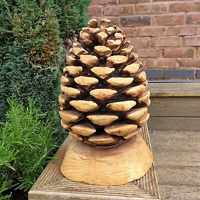 £55 • Buy Chainsaw Carved Pinecone - Bespoke Wooden Garden Ornament Sculpture Unique Gift