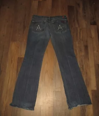 7 FOR ALL MANKIND Womens SZ 31 X 32 Dark Acid Wash A-POCKET Boot Cut Denim Jeans • $12.99