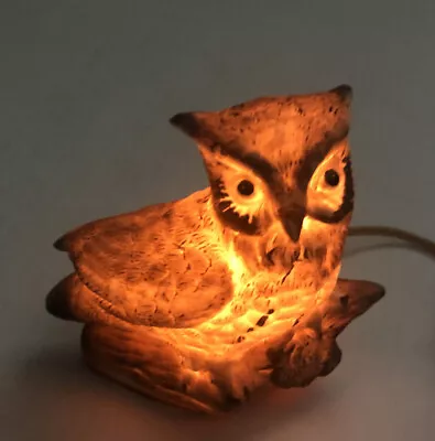 Vintage Estate Ceramic Owl Lamp On Stump Figurine Table Night Light • $39.99