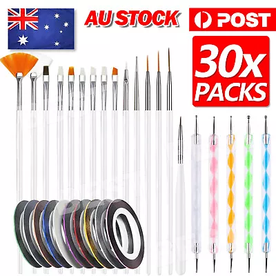 $8.95 • Buy 30pcs Nail Art Brushes Dotting Pen Polish Tool Design Set Brush Painting Drawing