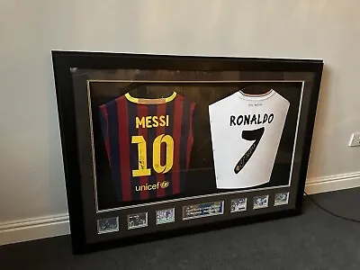 Lionel Messi And Cristiano Ronaldo Framed Signed Shirts Dual El Classico • £1600