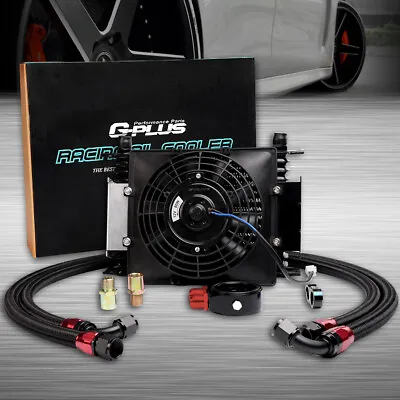 Universal 15 Row AN10 Engine Oil Cooler+Oil Filter Adapter+7  Cooling Fan Kit • $87.67