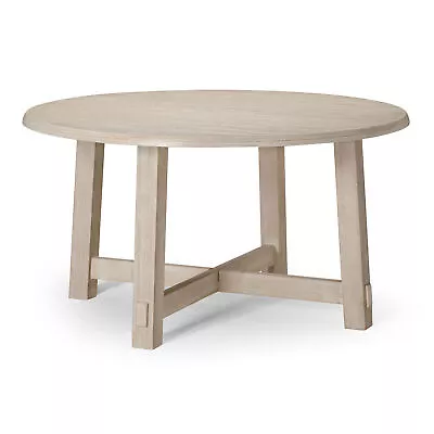 Maven Lane Sasha Round Wooden Dining Table In Weathered White Finish  • $999