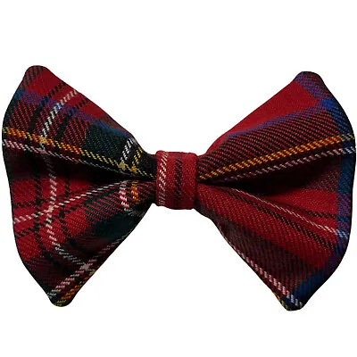 Pure Wool Tartan Dog Collar Bow Tie - Attaches To Any Collar - One Size • £4.99