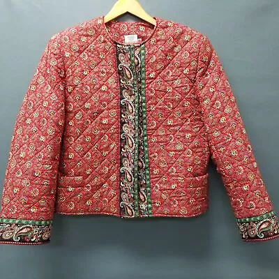 Vintage Retired Vera Bradley Red Paisley Quilted Jacket Women's Size L • $16