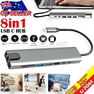 $25.55 • Buy 8in1 USB-C Type C HD Output 4K HDMI Usb 3.0 HUB Adapter For MacBook IPad Pro NEW