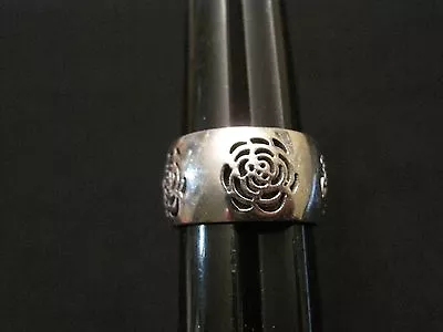 Designer Spikes Stainless Steel Ring With Cut Out Floral Design Size 7 • $19.49