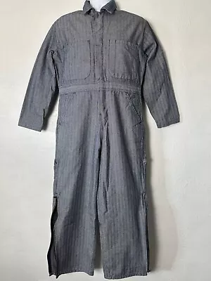 USA Works Sapko Blue/White Hickory Striped Canvas Zip Work Coveralls Men Small • $45.99