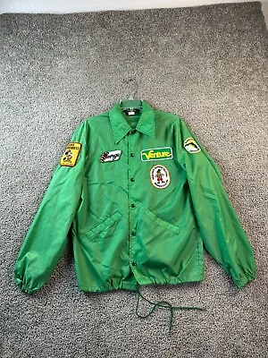 VINTAGE 70s Swingster Jacket Mens Small Green Patches Bavarian Summer Fest • $67.49