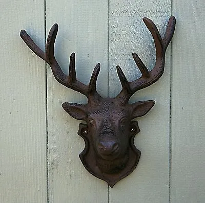 £18.99 • Buy Rustic Cast Iron Wall Mounted Reindeer Deer Stag Head With Antlers - Ideal Gift