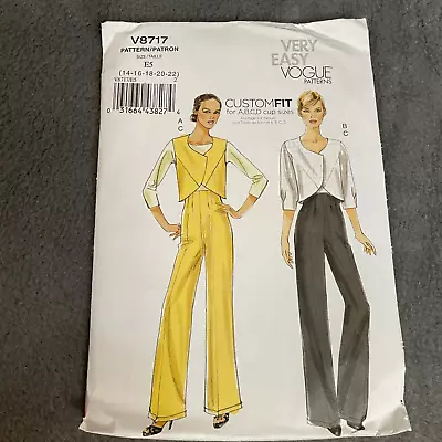 Vogue Patterns V8717 Womens Very Easy Vogue Jacket Pants E5 14 16 18 20 22 Uncut • $12.87