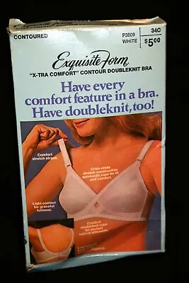 34C VTG  70s NOS Exquisite Form CONTOUR Nylon Knit Bra X-tra Comfort P3609 34 C • $24.99