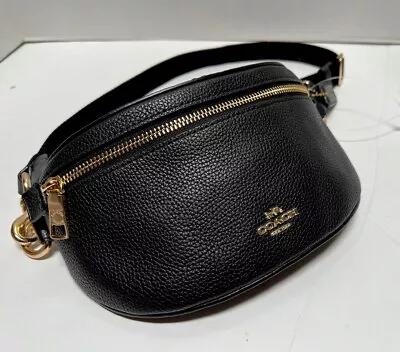 AUTHENTIC Coach 39939 Black Pebbled Leather Belt Bag Fanny Pack • $124.99