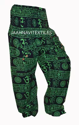 Indian Cotton Baggy Harem Pant Gypsy Yoga Women Men Green Om Print Trouser • $11.56