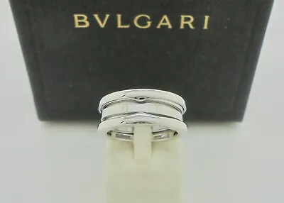 Authentic Bvlgari Bulgari B.zero1 Two-Band Ring In 18k White Gold Size 53 In Box • $1590