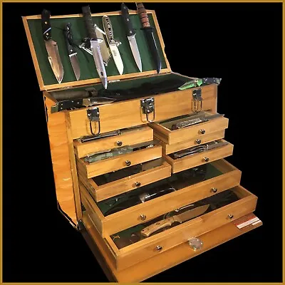 New Multi-Use 8 Drawer Hardwood Jewelry Tool Chest Rubber Handle Wood Storage • $124.95