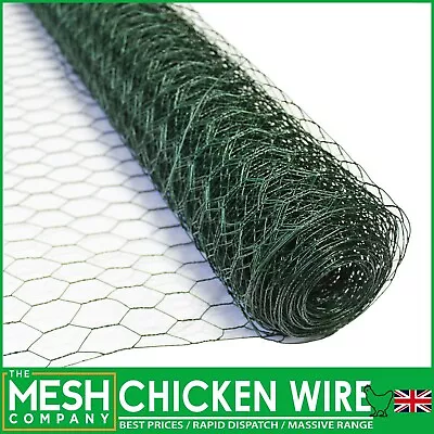 25mm GREEN PVC Chicken Wire Netting Mesh Net Rabbit Aviary Fence 10m X 1200mm • £23.99