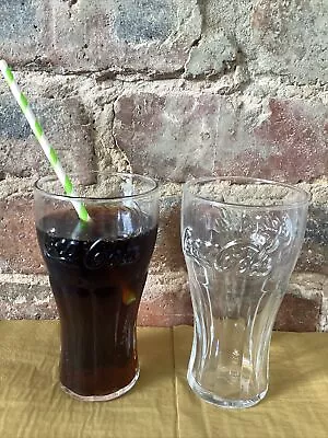 Set Of 2X Genuine Coca-Cola Half Pint / 330ml Clear Contour Glasses Brand New • £9.95