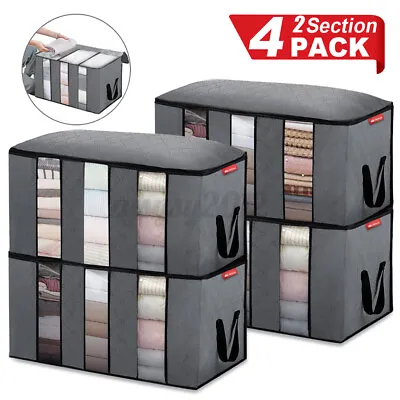 £11.59 • Buy 4X Large Clothes Storage Bags Closet Boxes Blanket Organizer Dustproof Underbed