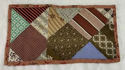 Antique Vintage Patchwork Quilt Table Topper Four Patch Early Calicos Multi • $7.15