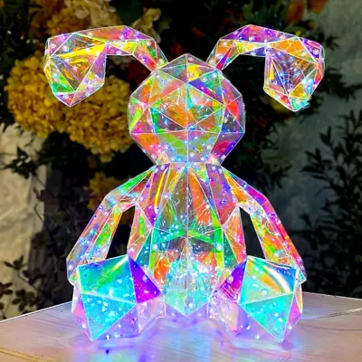 Holographic RGB LED Lights Music Interactive Night Light Moonbeam Rabbit W/ App • £39.99