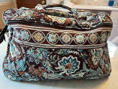Vera Bradley Weekender Travel Duffel Bag JAVA BLUE  With Metal Clasps EUC • $65.99