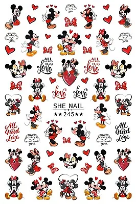 Valentine's Day Mickey Mouse Nail Art Stickers Transfers Decals-245 • $3