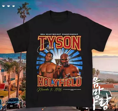 MIKE TYSON VS EVANDER HOLYFIELD 1996 T-Shirt Clothing For Men Size S-4XL V165 • $21.99