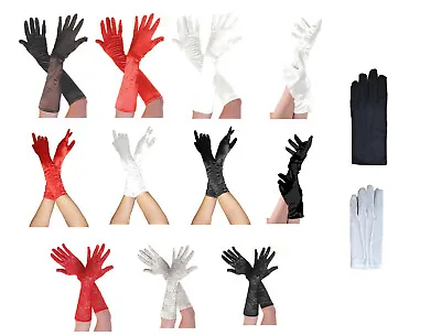 £3.49 • Buy Ladies Satin Short / Long Elbow Length Ruched Opera Gloves 1950s Fancy Dress 20s